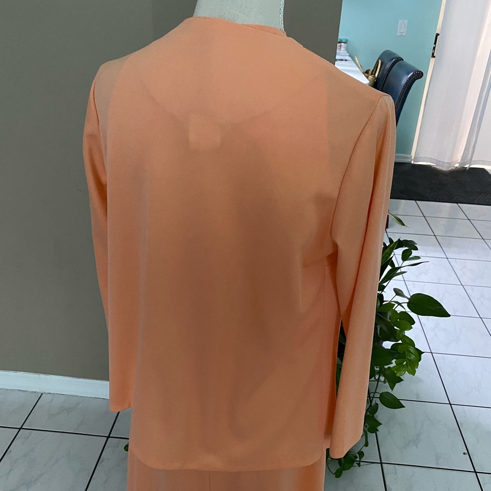Vintage 2 pc Halter Dress Gown Jacket 70s Knit JC Penneys Coral Embellished 70s - Picture 12 of 16